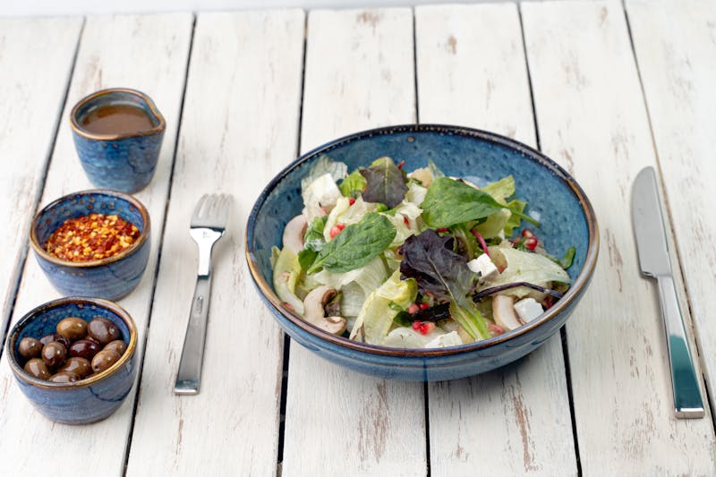 Mediterranean salad with feta cheese and olives