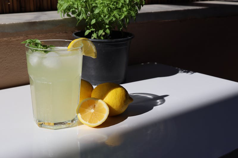 Craft lemonade with fresh lemons and mint